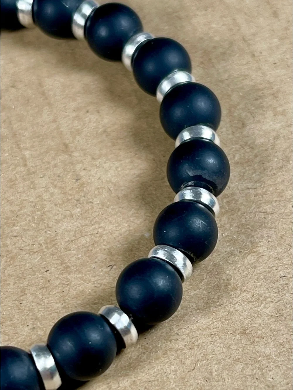David Yurman spiritual beads bracelet sterling silver with black ónix, 8mm.